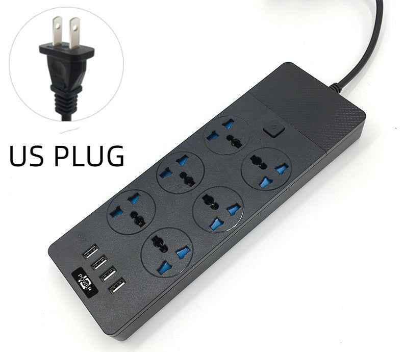 2024 New 3000W Power Strip With Built - in 4USB Interface, 6 Direct Power Sockets, 2M Cable, High - power Strip - Unique