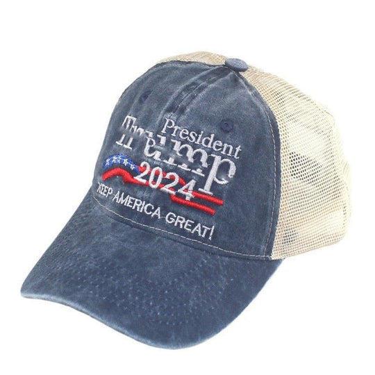 2024 American Election Hat Washed Old Truck Driver Peaked Cap Sichuan Puwang Baseball Cap - Unique