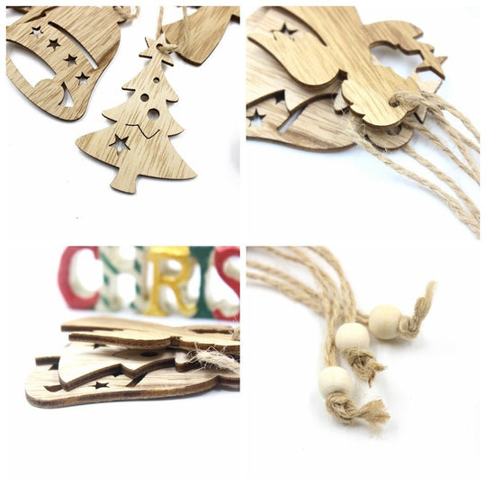 Christmas Snowflake Elk Wooden Pendant Decoration - Unique