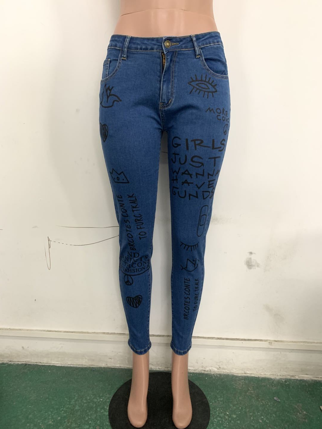 Hot sale printed jeans