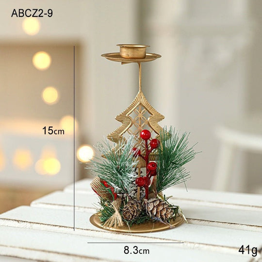 Christmas Candlestick Golden Wrought Iron Window Decoration - Unique