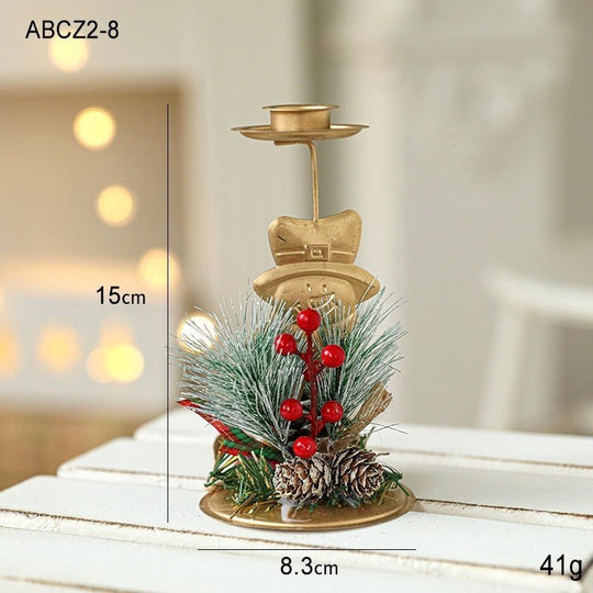 Christmas Candlestick Golden Wrought Iron Window Decoration - Unique