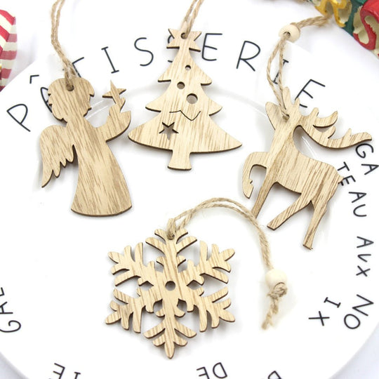 Christmas Snowflake Elk Wooden Pendant Decoration - Unique