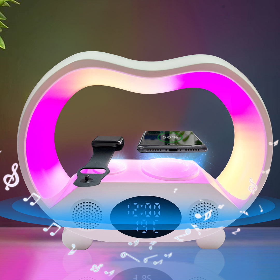 2024 New 6 In 1 Smart Remote Control Bluetooth - compatible Ambience Intelligent LED Table Lamp Multi - function Wireless Charger Night Light Bluetooth - compatible Speaker - Unique