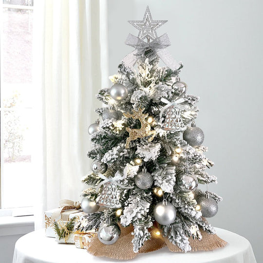 2ft Mini Christmas Tree With Light Artificial Small Tabletop Christmas Decoration With Flocked Snow, Exquisite Decor & Xmas Ornaments For Table Top For Home & Office - Unique