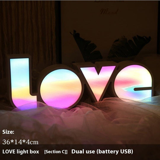 LED Ornamental Festoon Lamp Modeling Creative Decorative Light Proposal Declaration Holiday Layout English LOVE Letter LED Light - Unique