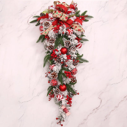 Upside Down Christmas Tree Rattan Door Hanging Garland Decoration Ornaments - Unique