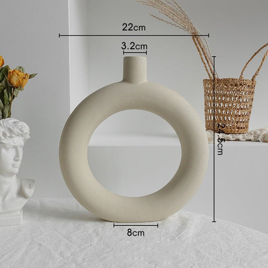 Simplicity Ceramic Vase Dry Flower Arrangement Home Decoration Ornament Living Room Display Art Vases - Unique