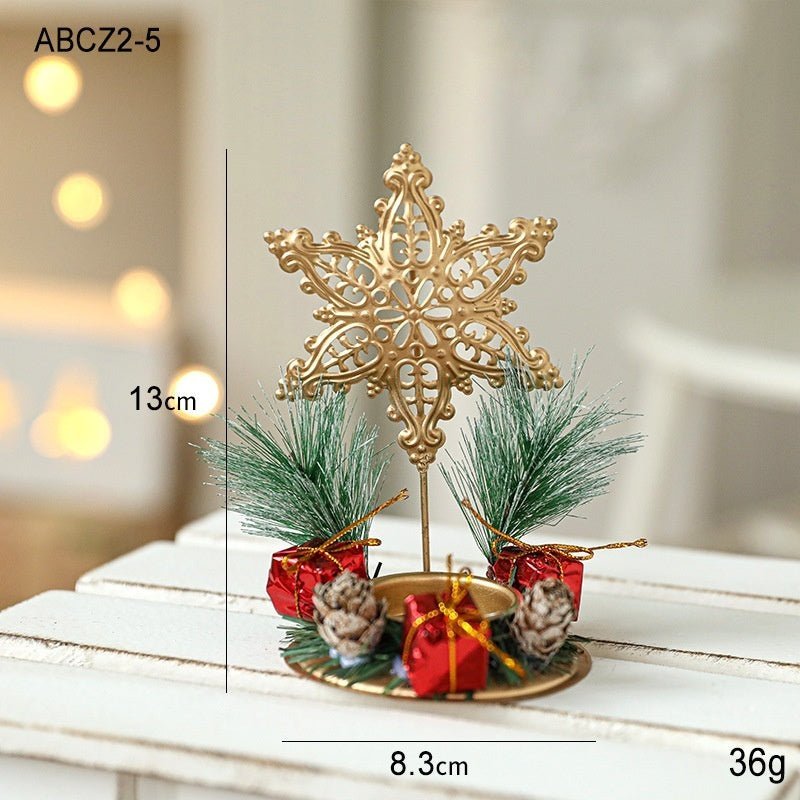 Christmas Candlestick Golden Wrought Iron Window Decoration - Unique