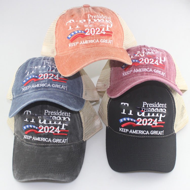 2024 American Election Hat Washed Old Truck Driver Peaked Cap Sichuan Puwang Baseball Cap - Unique