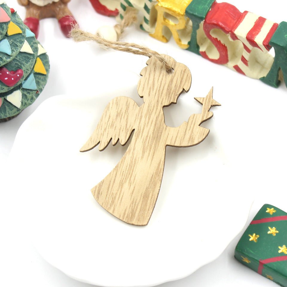 Christmas Snowflake Elk Wooden Pendant Decoration - Unique