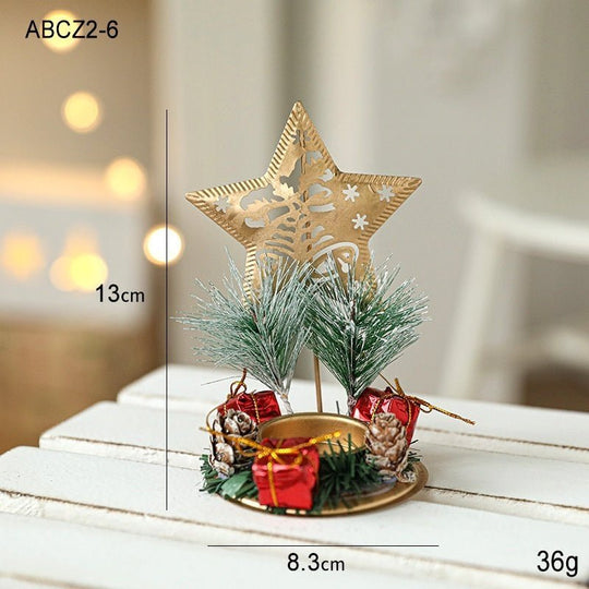 Christmas Candlestick Golden Wrought Iron Window Decoration - Unique