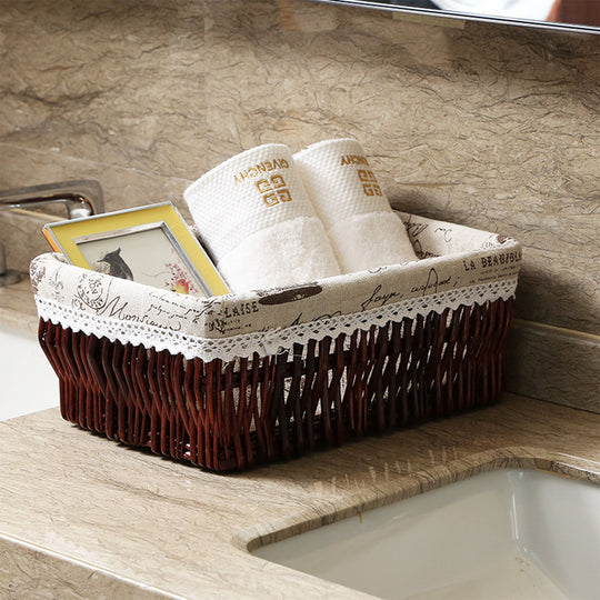 Willow And Rattan Kitchen Organize Storage Baskets