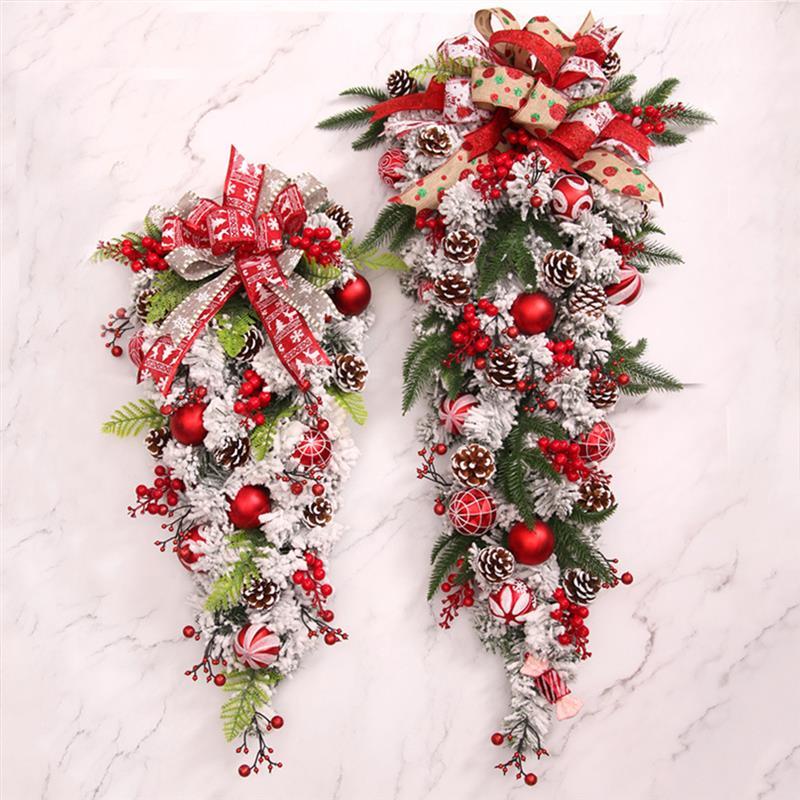 Upside Down Christmas Tree Rattan Door Hanging Garland Decoration Ornaments - Unique