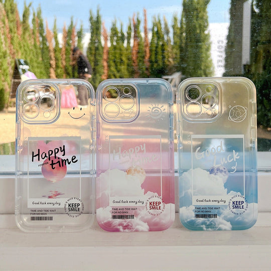 Gradient Transparent Color Cloud Letter 13 12 11 Pro Pro Max Mobile Phone Case - Unique