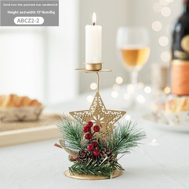 Christmas Candlestick Golden Wrought Iron Window Decoration - Unique