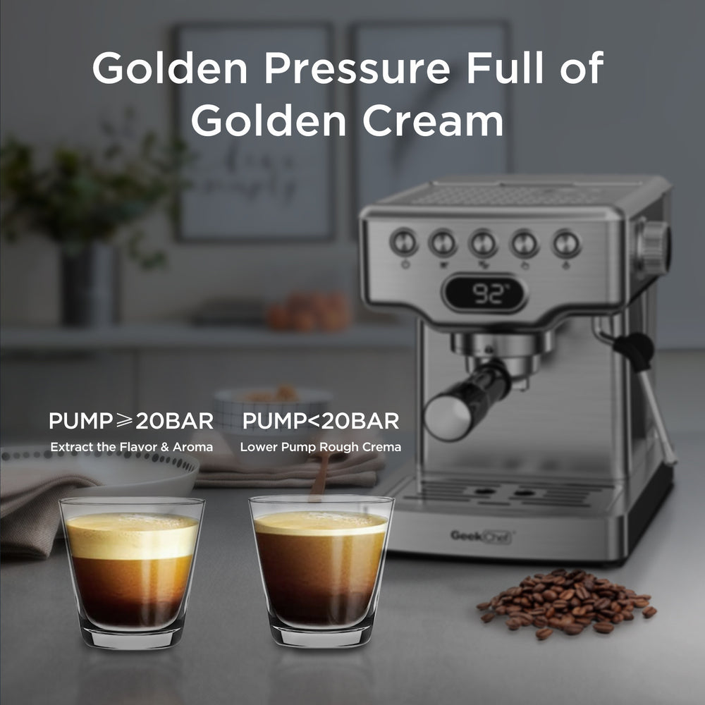 Geek Chef Espresso Machine, 20 Bar Espresso Machine With Milk Frother For Latte, Cappuccino, Macchiato, For Home Espresso Maker, 1.8L Water Tank, Stainless Steel, Ban On Amazon - Unique Unique Unique Geek Chef Espresso Machine, 20 Bar Espresso Machine With Milk Frother For Latte, Cappuccino, Macchiato, For Home Espresso Maker, 1.8L Water Tank, Stainless Steel, Ban On Amazon