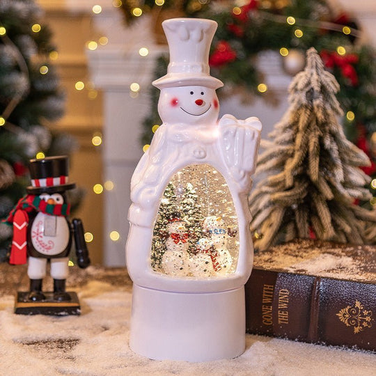 Christmas Decoration Old Man Snowman Music Box Desktop Ambience Light - Unique