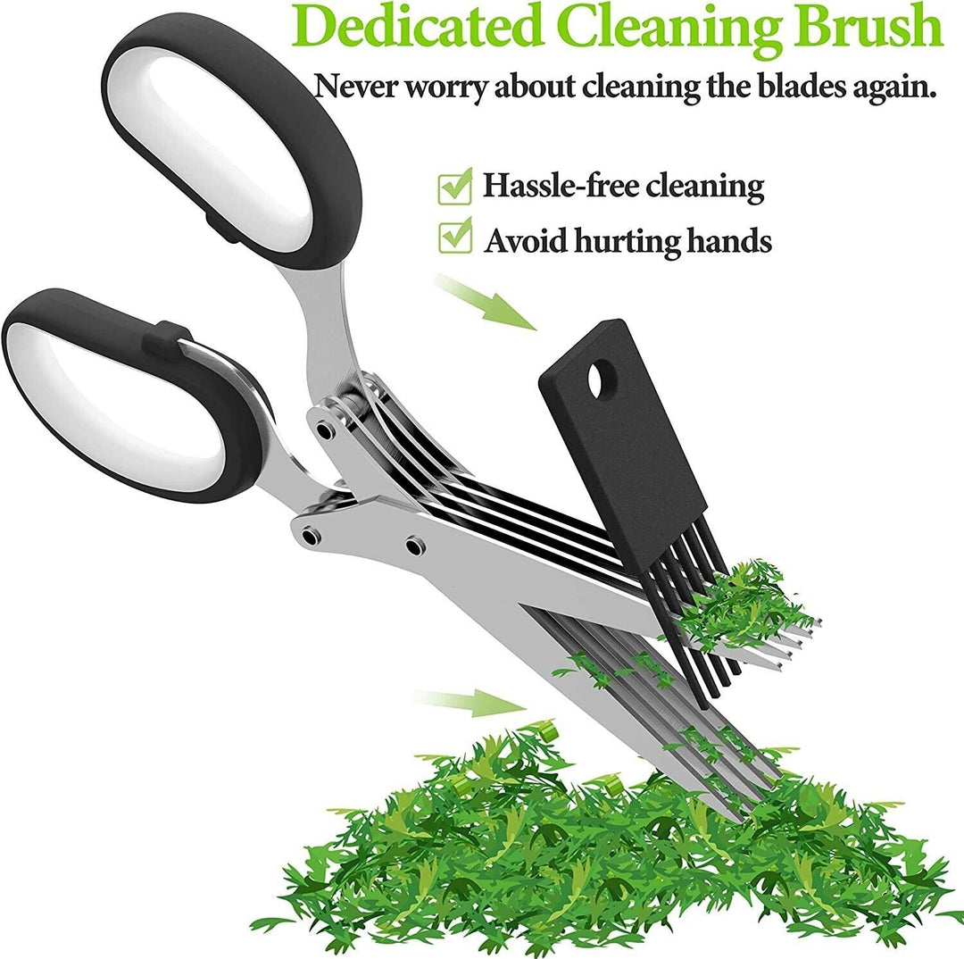 Herb Scissors With Multi Blades Stainless Steel Fast Cutting Shear Kitchen Tool - Unique