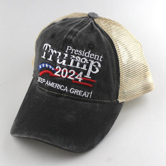 2024 American Election Hat Washed Old Truck Driver Peaked Cap Sichuan Puwang Baseball Cap - Unique