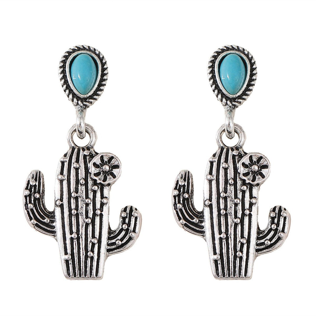 Vintage Vintage Cactus Pendant Earrings Turquoise - Unique