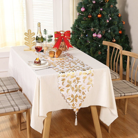 Christmas Snowflake Leaves Table Runner Table Decoration Decorations - Unique