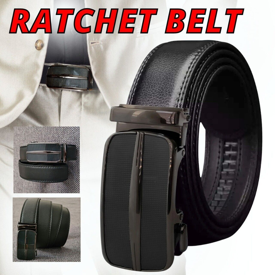 Men's Ratchet Belt Leather Mens Belt With Slide Buckle Ratchet Belts For Men USA - Unique